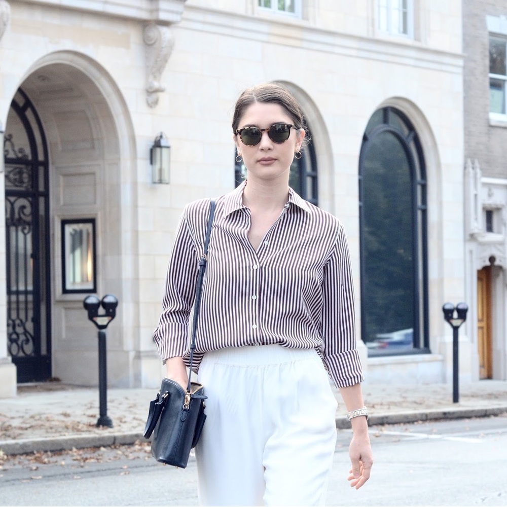 Everlane Relaxed Silk Shirt Striped